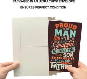 Father'S Day Card for Son, Made in America, Eco-Friendly, Thick Card Stock with Premium Envelope 5In X 7.75In, Packaged in Protective Mailer