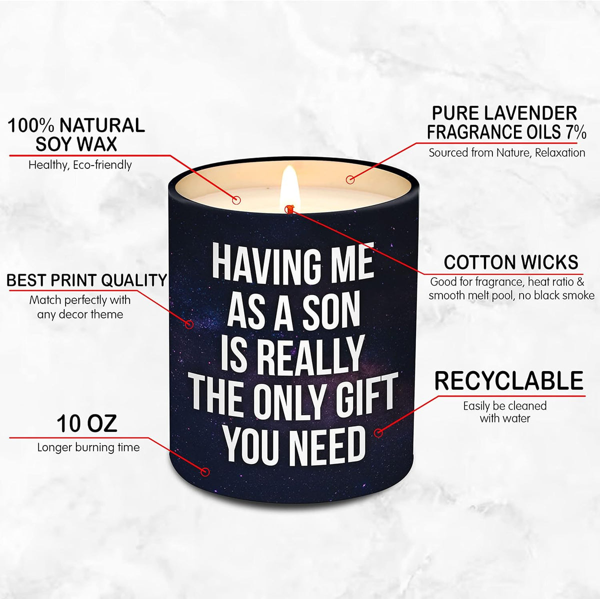 Gifts for Mom, Gifts for Dad from Son - Mom Gifts, Dad Gifts - Fathers Day, Mothers Day Gifts from Son - Birthday Gifts for Mom, Dad - Mom Birthday Gifts, Dad Birthday Gifts Lemongrass Candle