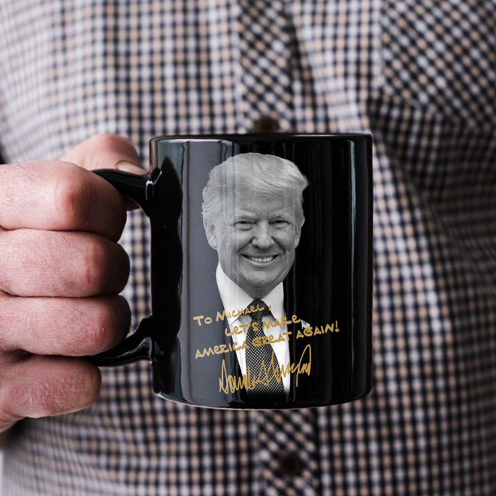 President Donald Trump Photo Black Mug HA75 63356