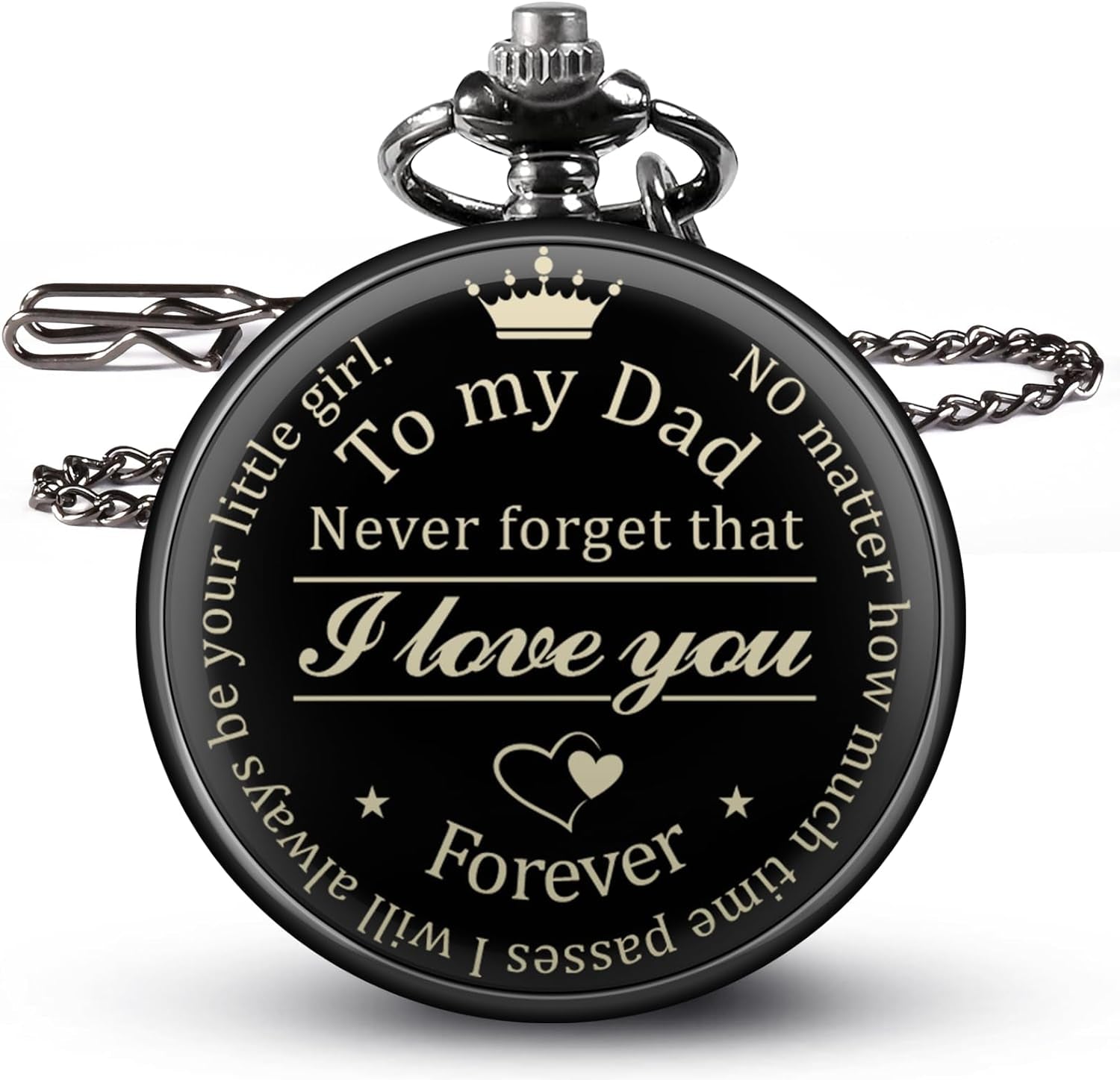 Fathers Day Dad Gifts from Daughter Son, Birthday Gifts for Dad Grandpa Husband Step Dad Personalized Pocket Watch with Chain