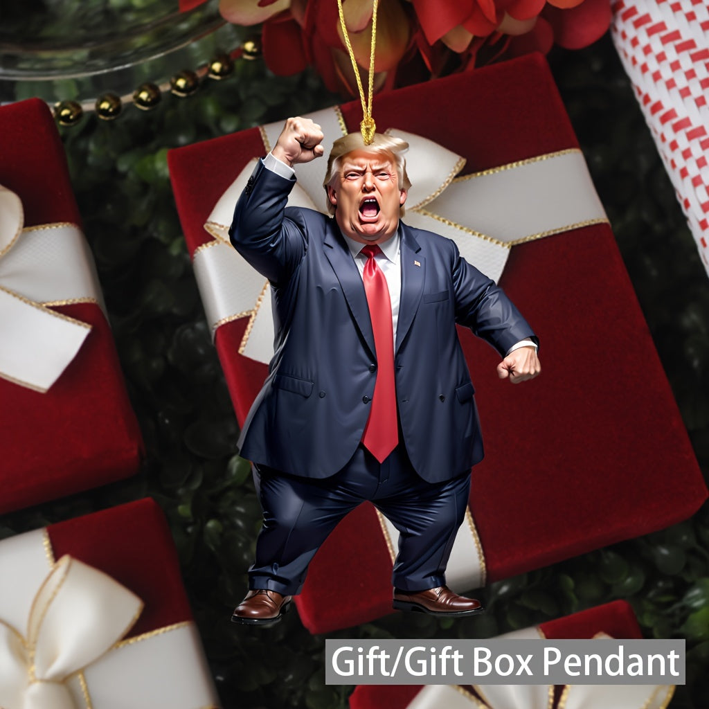 Cartoon Trump-Inspired Muscular Politician Acrylic Ornament for Christmas HA75 64018