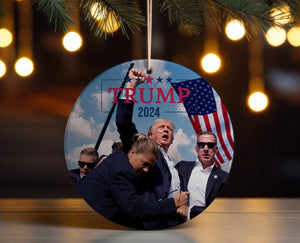 Donald Trump 2024, Christmas Tree Decor, Political Trends, Ceramic Ornament, Holiday Gift, Failed Attempt, Trump Shot, Gift for Her or Him.