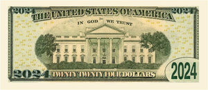 Donald Trump 2024 Re-Election Limited Edition Novelty Dollar Bill - Pack of 50 - Full Color Front & Back Printing with Great Detail. Make American Great Again.