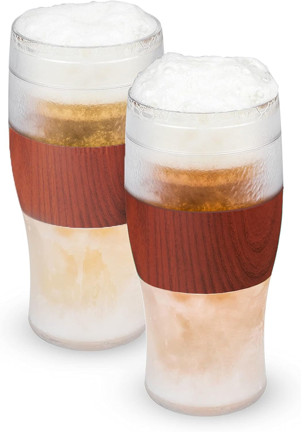 FREEZE Beer Glasses, 16Oz Frozen Beer Mugs, Freezable Pint Glasses, Fathers Day Gifts, Birthday Gifts for Men, Dad Birthday Gift, Set of 2, Gray