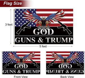 Trump 2024 Flag 3X5 Outdoor God Guns and Trump Flag 150D Premium Polyester Trump US American Patriotic Eagle Flag with Brass Grommets for Outdoor Indoor Room Wall