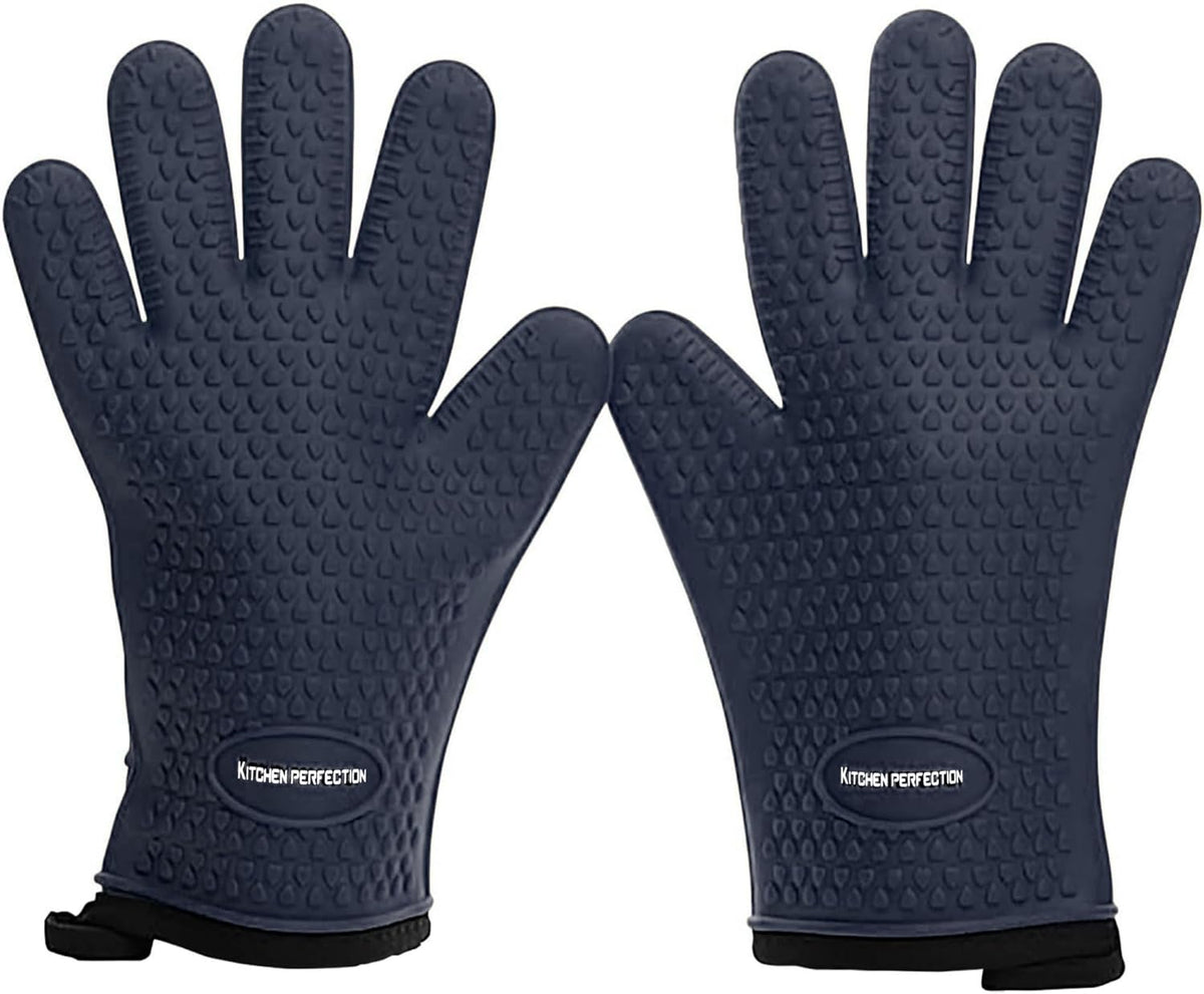 Silicone Smoker Oven Gloves -Extreme Heat Resistant BBQ Gloves -Handle Hot Food Right on Your Grill Fryer Pit|Waterproof Oven Mitts |Superior Value Set+3 Bonuses