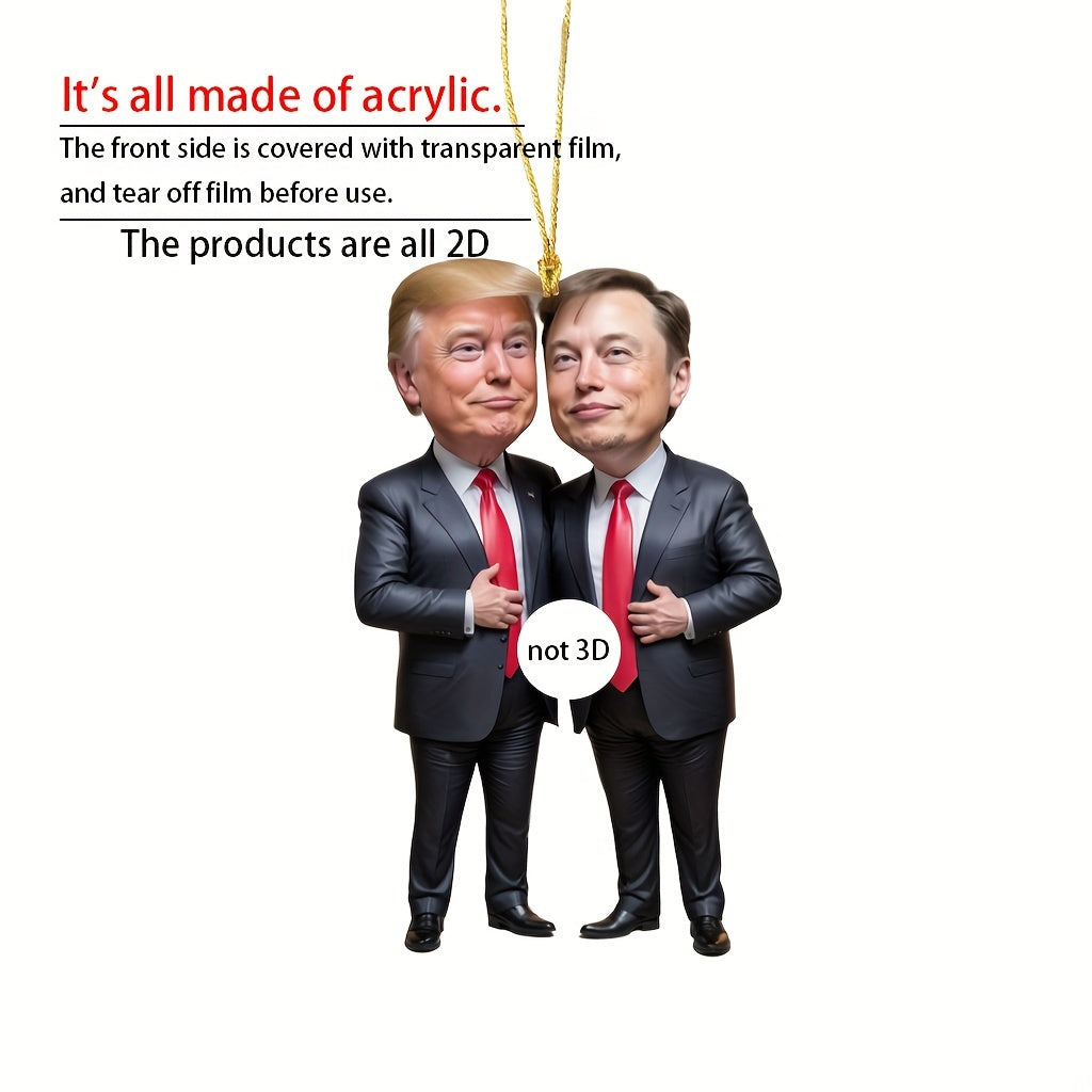 Trump & Musk Acrylic Hanging Ornaments, Collectible Decor for Christmas HA75 64026
