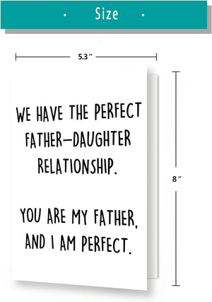 Perfect Father-Daughter Relationship Card for Father, Funny Father’S Day Gift for Dad, Happy Birthday Card from Daughter, Unique Bday Gift Idea for Stepdad