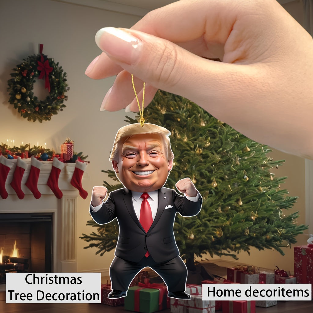 President Trump Strongman 2D Acrylic Ornament - Hanging Decor for Car & Christmas Tree HA75 64020