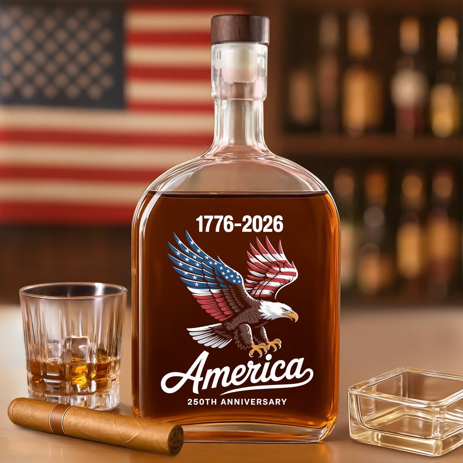Celebrate 250 Years of America USA Anniversary 1776-2026 Whiskey Bottle HO82 894520