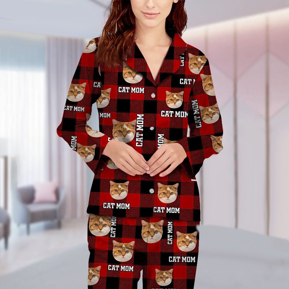 GeckoCustom Add Your Pet Photo Christmas Flannel Pajamas DA199 888729