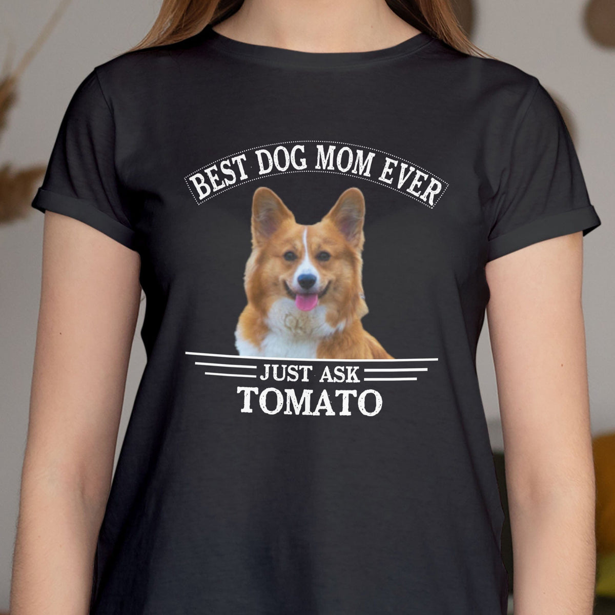 GeckoCustom Best Dog Dad/Mom Ever Personalized Dog Photo Shirt C274 Women Tee / Black Color / S