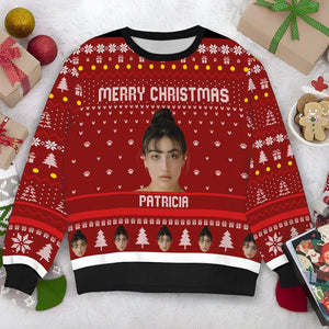 GeckoCustom Custom Portrait Photo Merry Christmas Sweatshirt TA29 889905