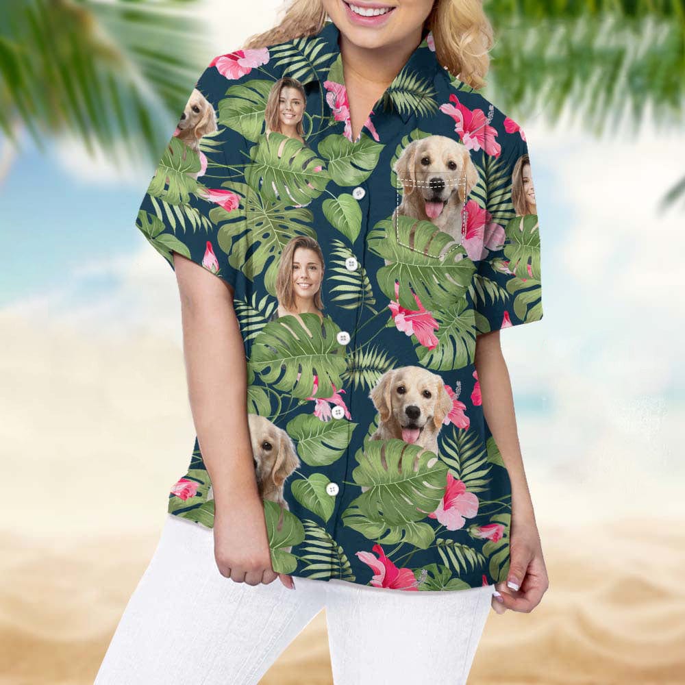 GeckoCustom Upload Photo Dog And Face Hawaiian Shirt, TA29 888379
