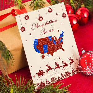 Merry Christmas America 2024 Presidential Election Map Political Christmas Card HO82 67106