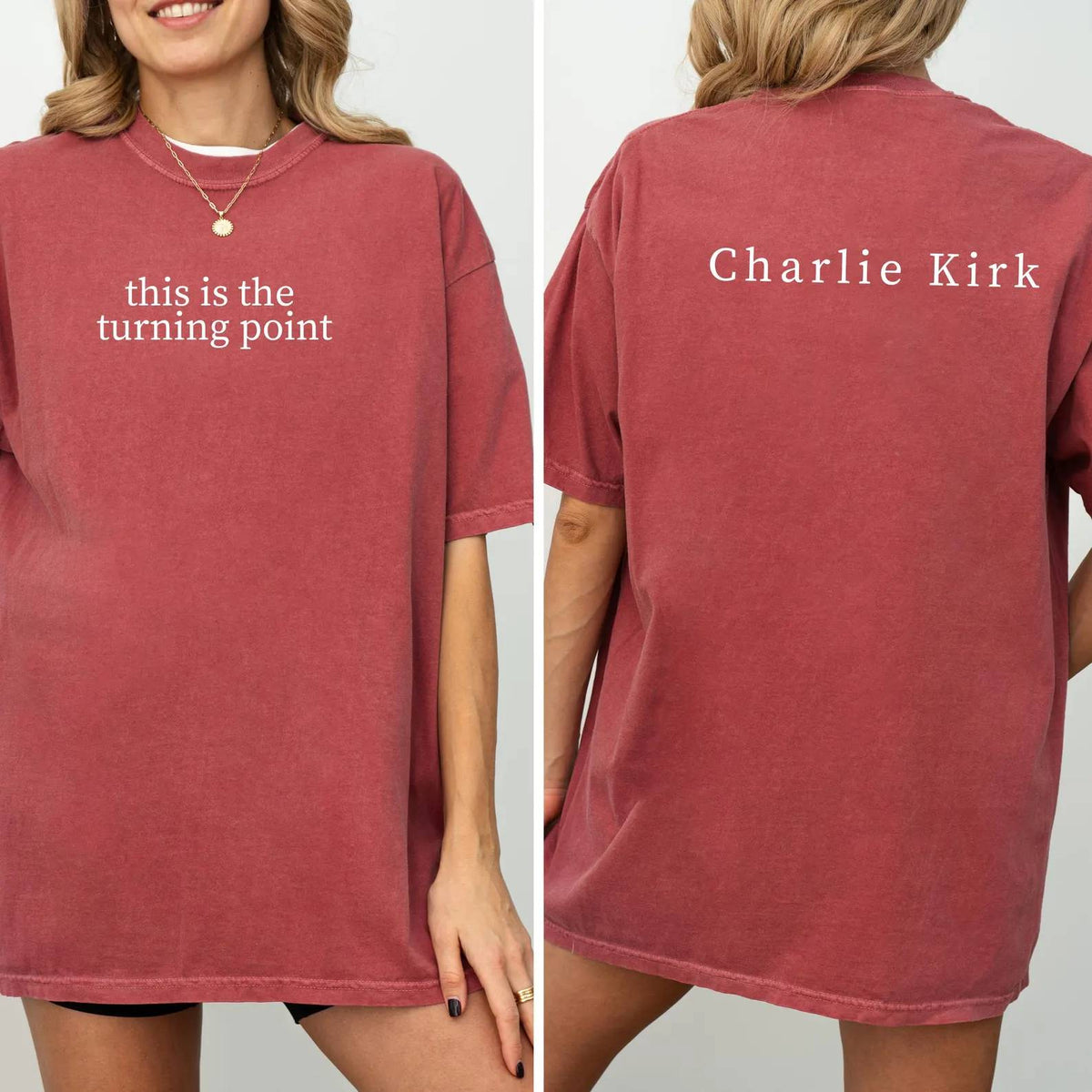 Charlie Kirk "This Is The Turning Point Quote" Back And Front Shirt HO82 65780