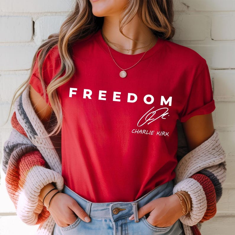 Red Freedom Shirt | Charlie Kirk Red Shirt | We Wear Red Charlie Kirk Birthday October 14 Sweatshirt TH10 896179