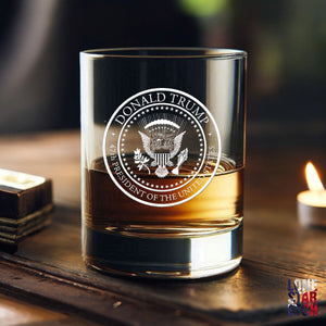 Trump 47 Presidential Seal / Trump 2024 Engraved Whiskey Glass / Bourbon Glass / Scotch Glass / Trump Merch / Election Night Glass