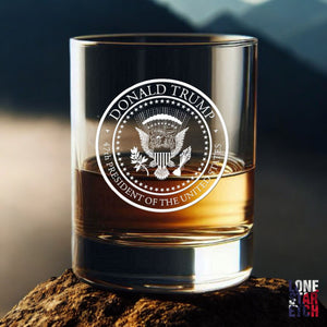 Trump 47 Presidential Seal / Trump 2024 Engraved Whiskey Glass / Bourbon Glass / Scotch Glass / Trump Merch / Election Night Glass