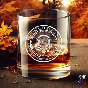 Trump 47 Presidential Seal / Trump 2024 Engraved Whiskey Glass / Bourbon Glass / Scotch Glass / Trump Merch / Election Night Glass