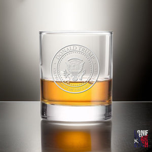 Trump 47 Presidential Seal / Trump 2024 Engraved Whiskey Glass / Bourbon Glass / Scotch Glass / Trump Merch / Election Night Glass