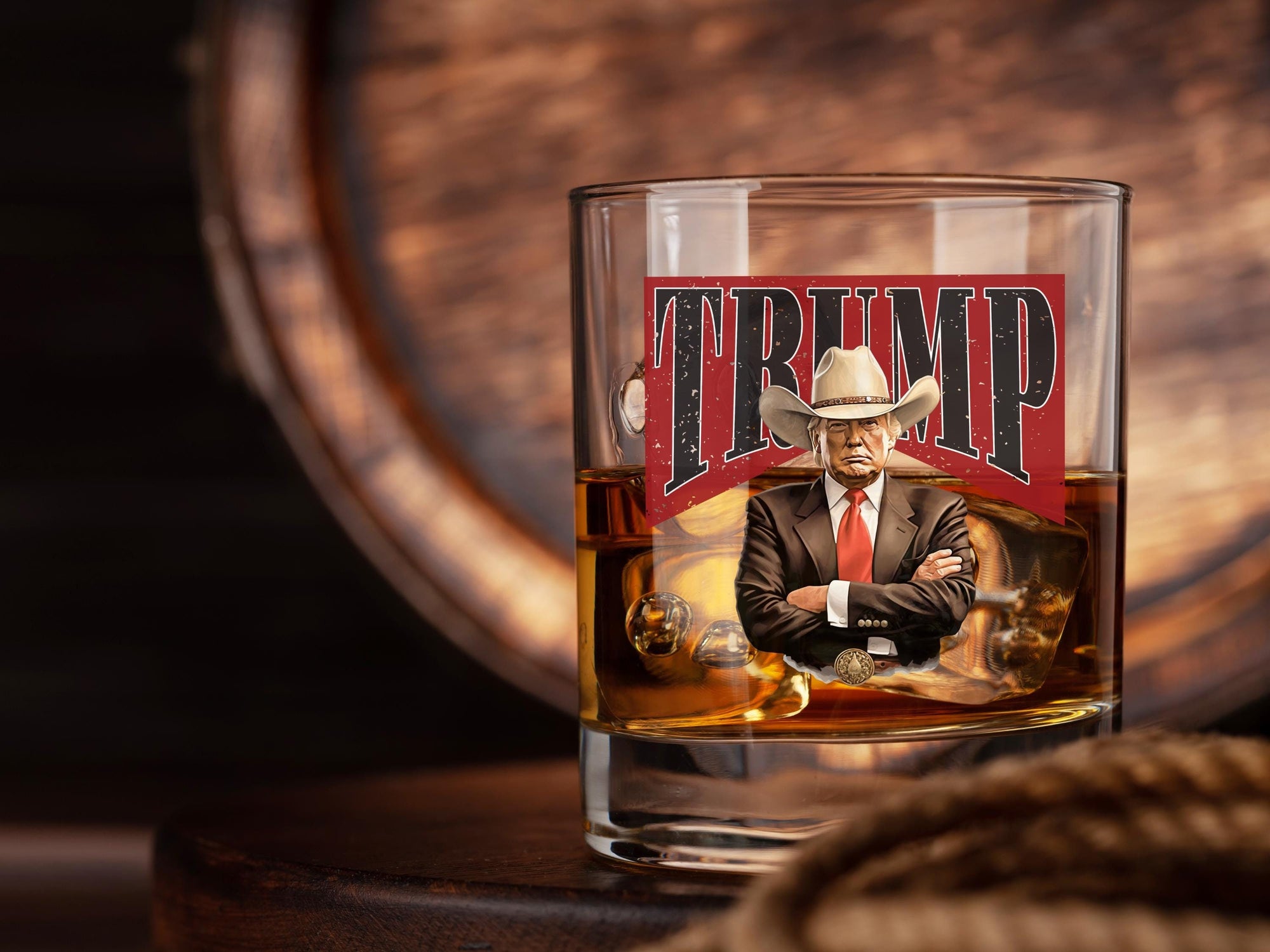 Badass Donald Trump Whiskey Glass, 47 President, MAGA, Right Wing, Conservative Gift, Republican Christmas Gift, Rocks Glass, Political Gift