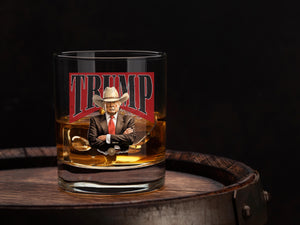 Badass Donald Trump Whiskey Glass, 47 President, MAGA, Right Wing, Conservative Gift, Republican Christmas Gift, Rocks Glass, Political Gift