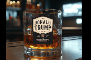 Trump Rocks Glass, 10Oz - Patriotic Whiskey Old Fashioned Glass for Dad, Gift for Republicans, Political Barware, Unique Presidential Gift,