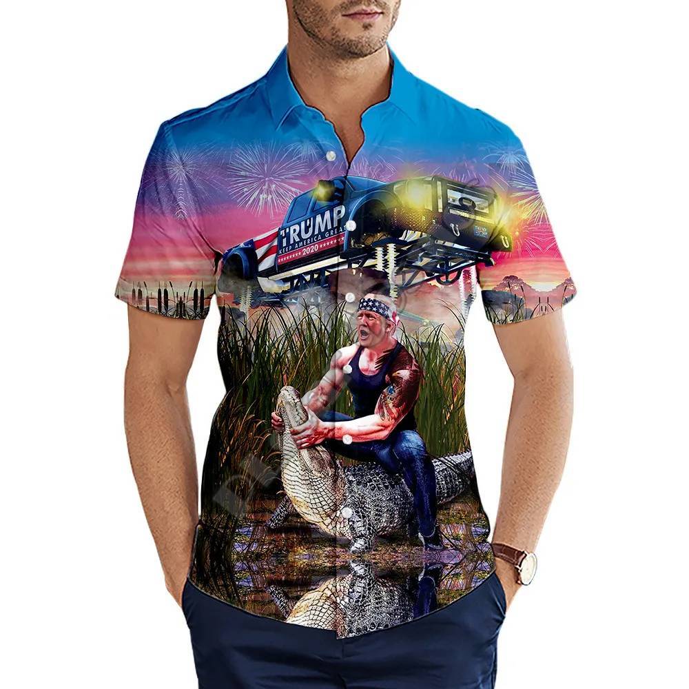 Funny Trump Riding A Crocodile Hawaii Shirt For Men HO82 62486