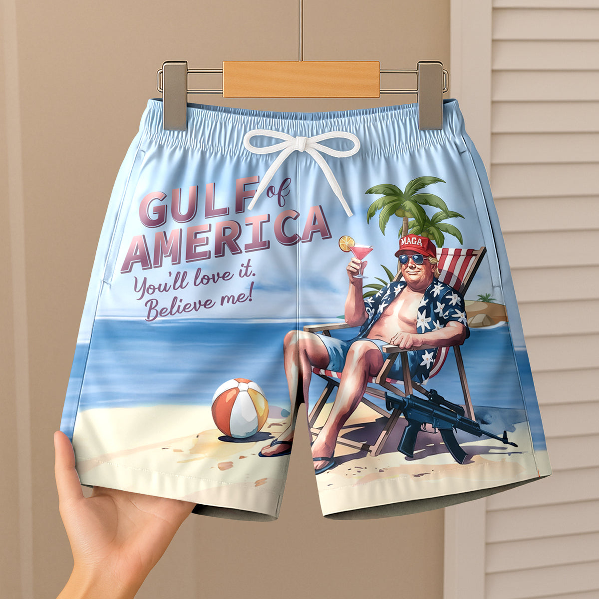 Donald Trump Chilly Gulf of America Ocean Beach Short LM32 65395