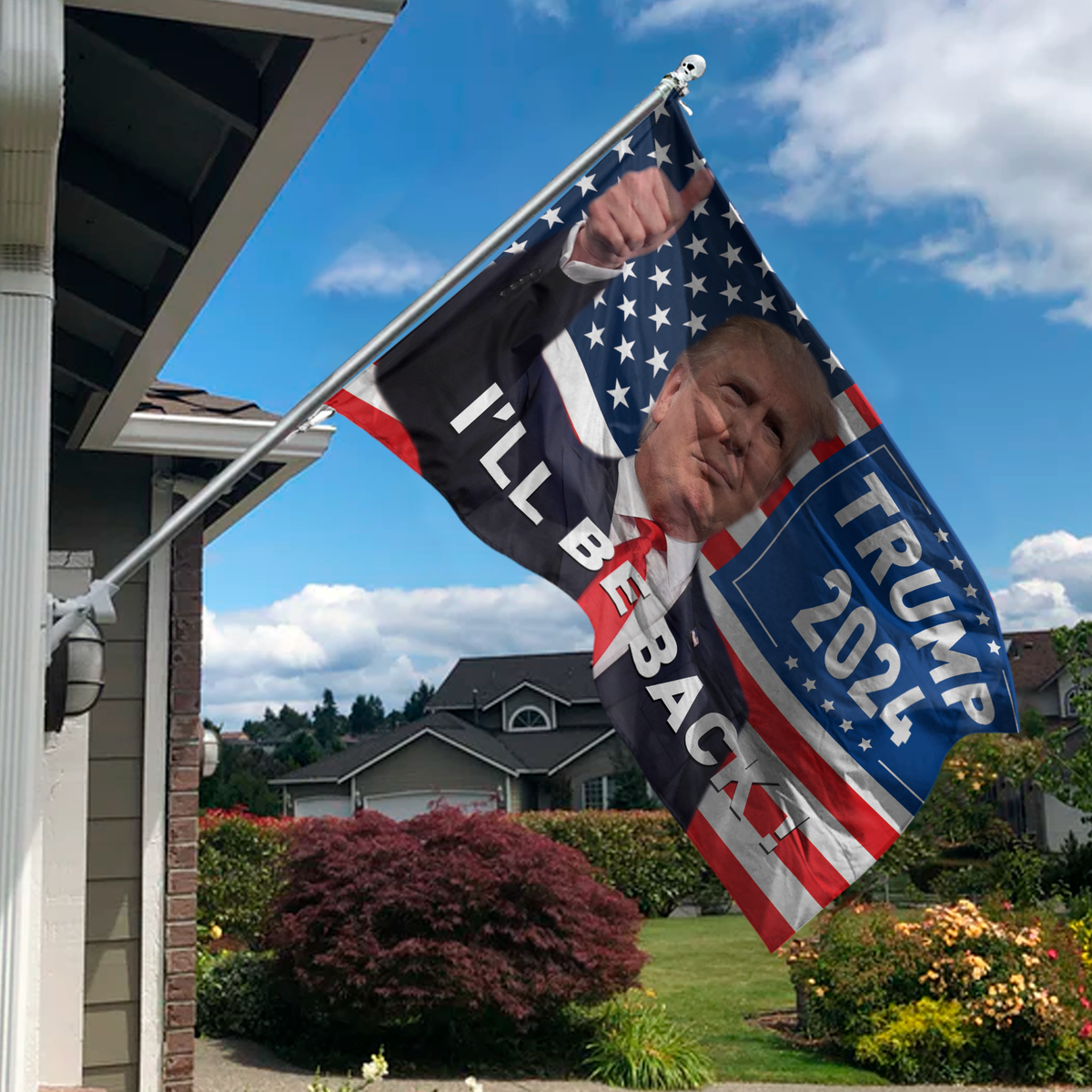 Custom Photo I Will Be Back Trump 2024 Flag TA29 62483