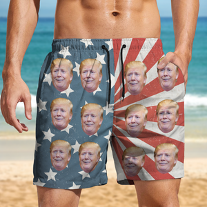 Custom Photo Trump Funny Face Beach Short TH10 62501