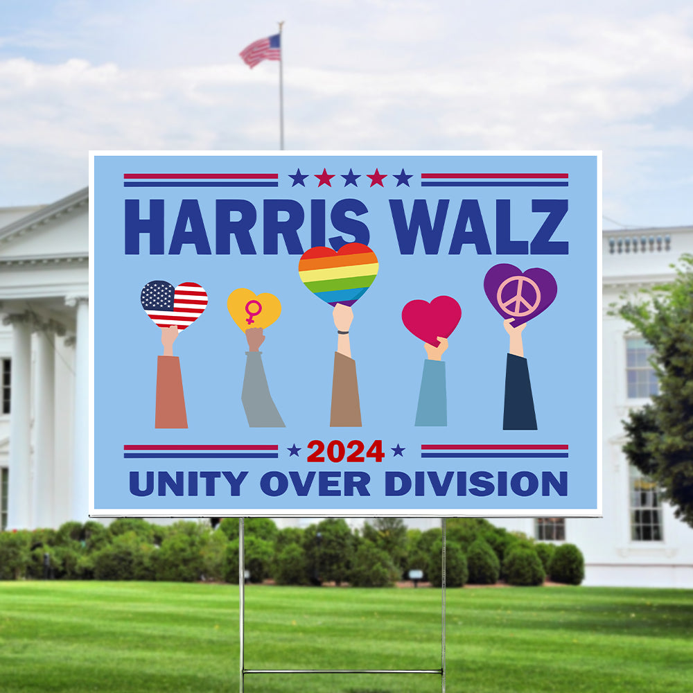 Kamala Harris Tim Walz 2024 Unity Over Division Yard Sign HA75 63526