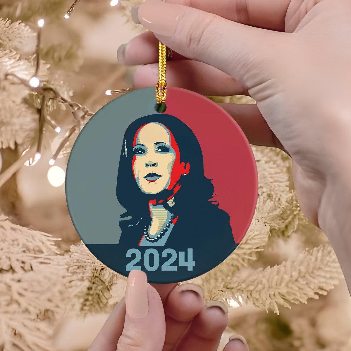 Kamala Harris 2024 Political In Shepard Fairy Style Ceramic Ornament HO82 65142