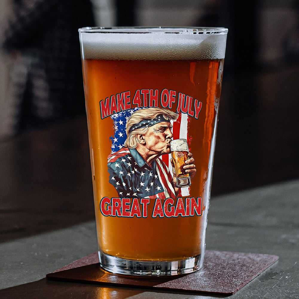 Cheers With Trump This 4th Of July Great Again Print Beer Glass LM32 65389