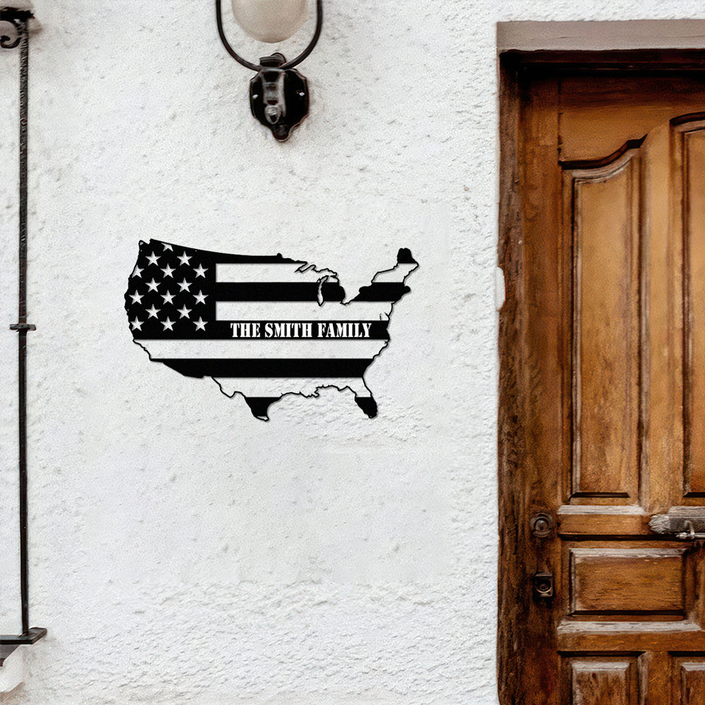 Custom Family Name Patriotic National Flag Metal Sign HO82 901158