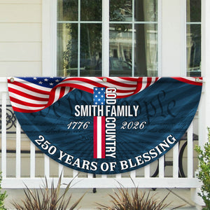 Custom Family Name Patriotic American Flag, 250 Years of Blessing God Fan Flag LM32 897741