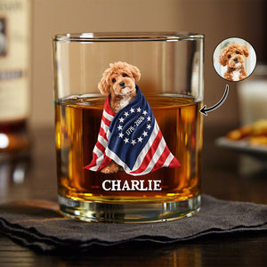 Custom Photo Dog Cat With America 250 Whiskey Glass HO82 901258