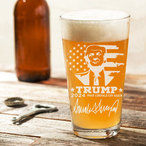 Trump 2024 Make Liberals Cry Again Signature Print Beer Glass DM01 62645