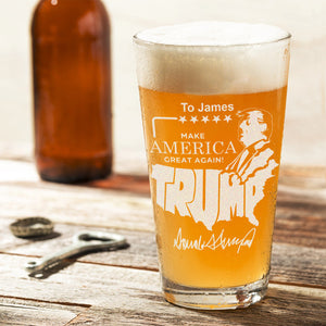 Make America Great Again Trump Signature Engraved Beer Glass DM01 62655