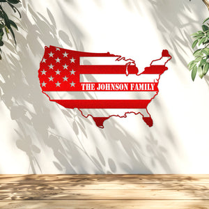 Custom Family Name Patriotic National Flag Metal Sign HO82 901158