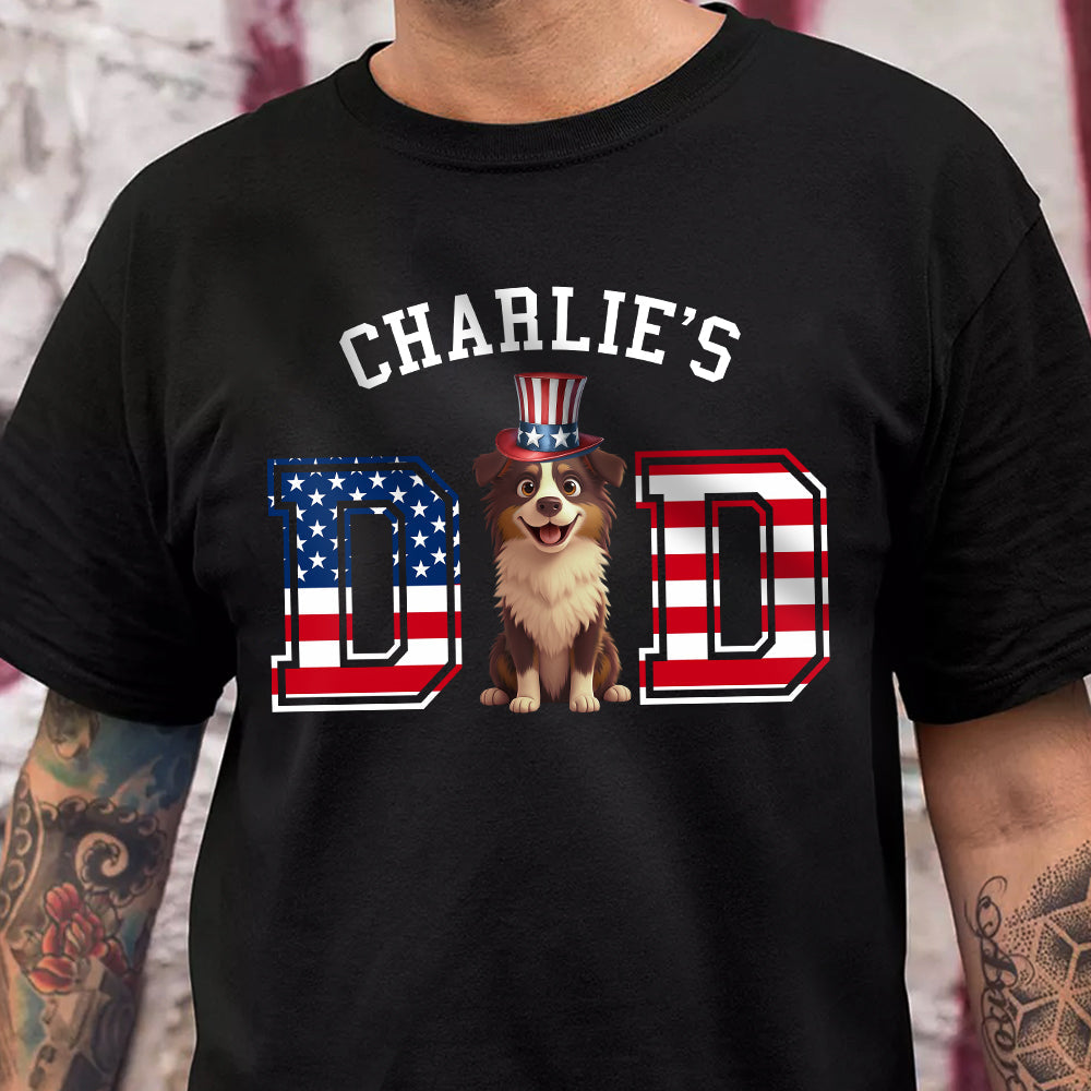 Personalized Dog Dad Ver US Flag Vintage Dark Shirt HO82 901252