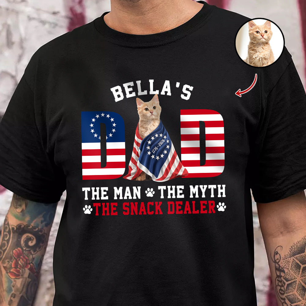 Custom Photo Dog - Dog's Dad The Man The Myth The Dealer American Flag Dark Shirt HO82 901262