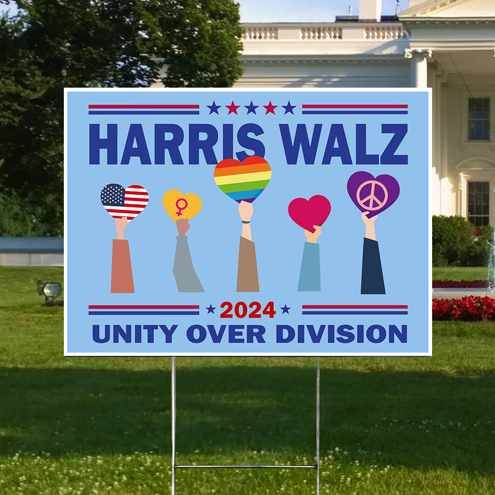 Kamala Harris Tim Walz 2024 Unity Over Division Yard Sign HA75 63526