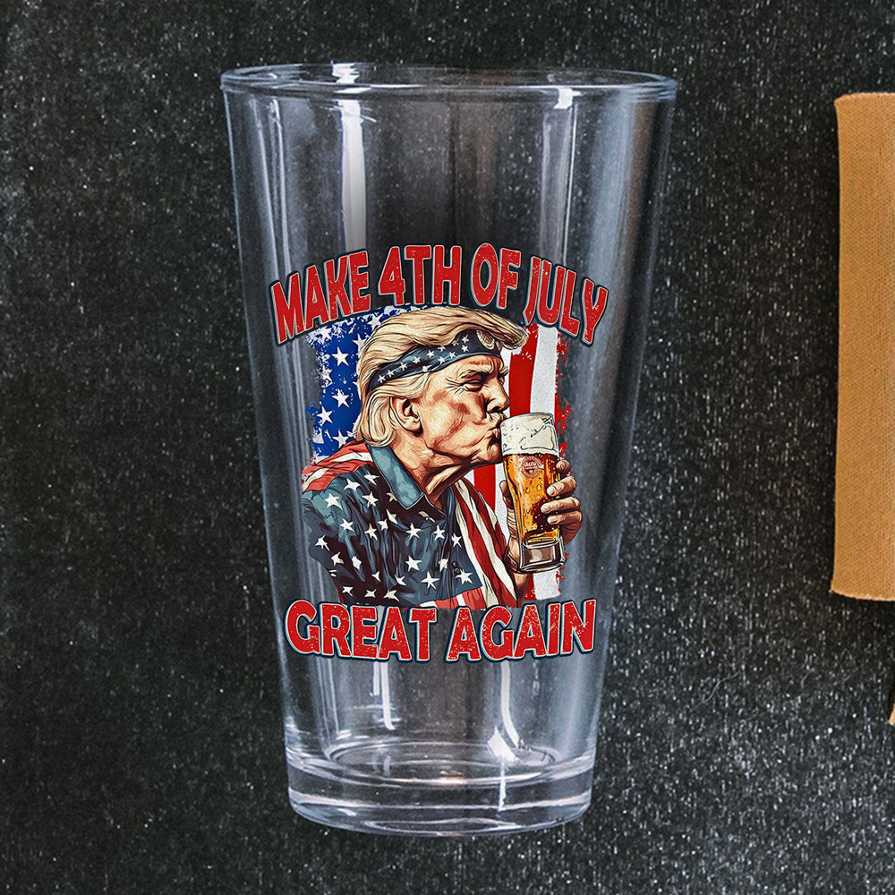 Cheers With Trump This 4th Of July Great Again Print Beer Glass LM32 65389