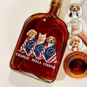 Custom Photo Dog Cat With America 250 Whiskey Bottle HO82 901256