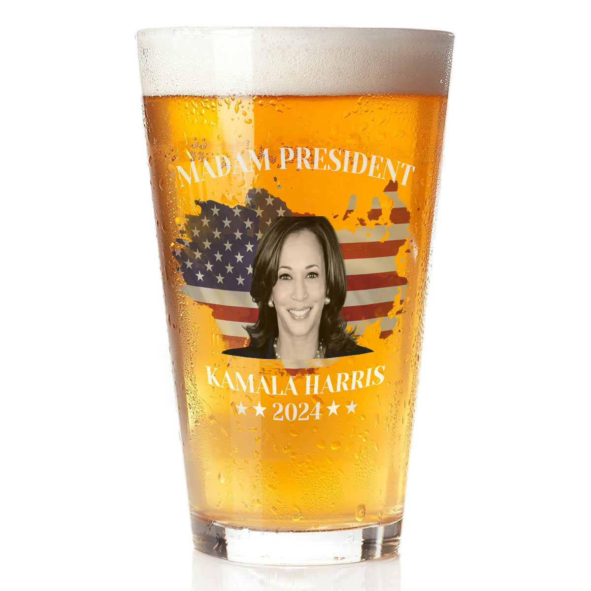 Madam President Kamala Harris 2024 Print Beer Glass HA75 63520