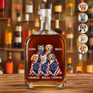 Custom Photo Dog Cat With America 250 Whiskey Bottle HO82 901256