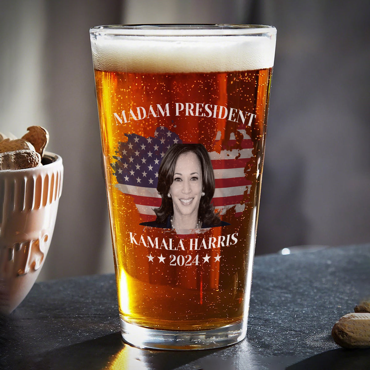 Madam President Kamala Harris 2024 Print Beer Glass HA75 63520