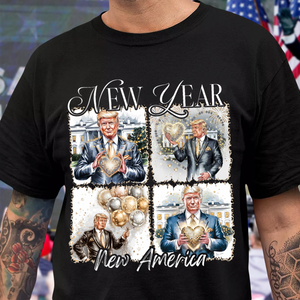 New Year New America Trump 2025 Disco Ball Dark Shirt HA75 64176